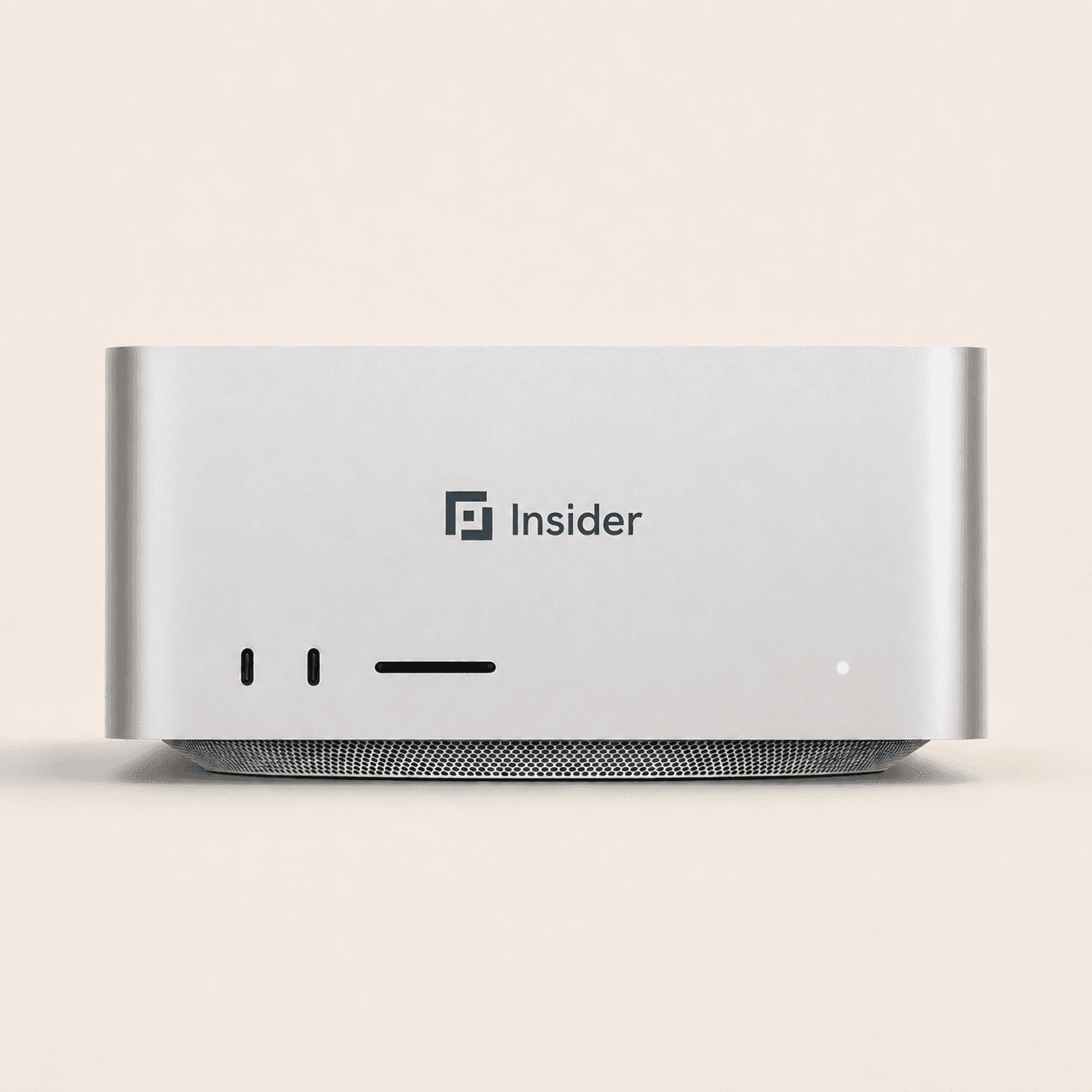 Insider concept device with an aluminum enclosure and ink-blue Inset logo
